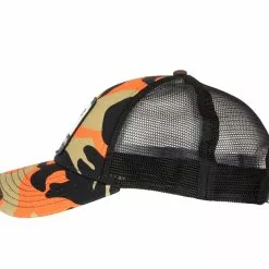 Simms Fishing Products Simms Bass Patch Trucker -LINES & LEADERS Store 12212 825 bass patch trucker woodland camo flame f22 3 hires 2100x1400 a8828d8b 76a9 4182 b601 e0394755dc5a
