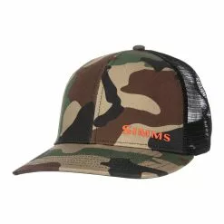 Simms Fishing Products Simms ID Trucker Hats -LINES & LEADERS Store 13447 246 Simms ID Trucker CX Woodland Camo F21 front
