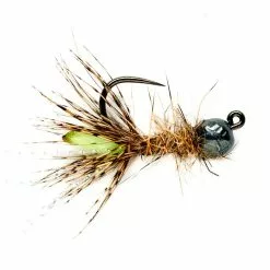 Peeping Caddis Jig Burnt Green (TBH) Barbless By Fulling Mill