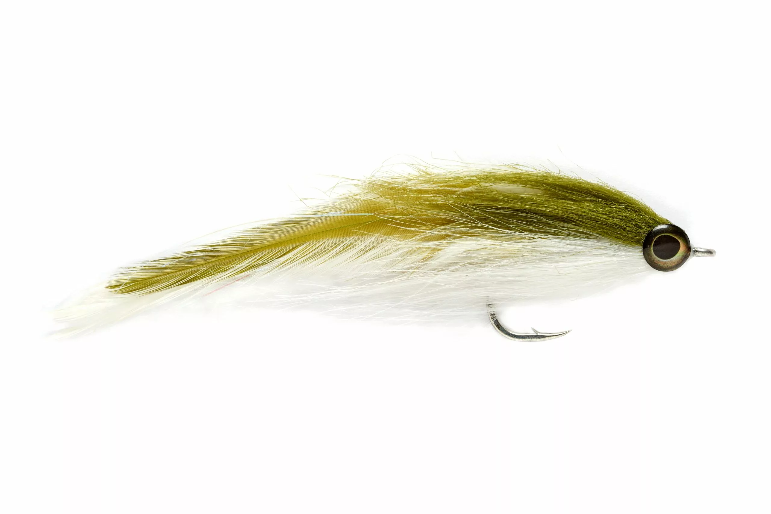 Two Tone Brushy Olive & White By Fulling Mill // Saltwater Baitfish 3 Two Tone Brushy Olive & White By Fulling Mill // Saltwater Baitfish