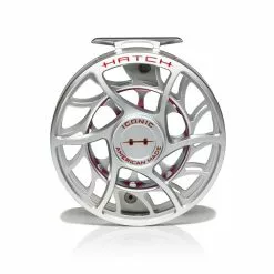 Hatch Outdoors Hatch Iconic Fly Reel // 11 Plus -LINES & LEADERS Store Iconic11PlusReel ClearRed LargeArbor Front