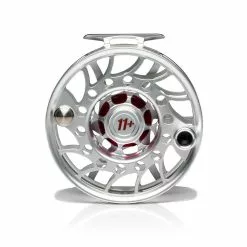 Hatch Outdoors Hatch Iconic Fly Reel // 11 Plus -LINES & LEADERS Store Iconic11PlusReel ClearRed MidArbor Back