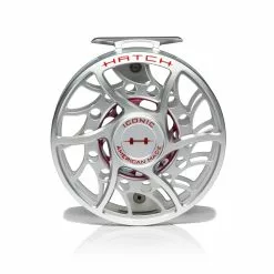 Hatch Outdoors Hatch Iconic Fly Reel // 11 Plus -LINES & LEADERS Store Iconic11PlusReel ClearRed MidArbor Front
