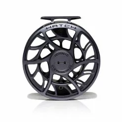 Hatch Outdoors Hatch Iconic Fly Reel // 11 Plus -LINES & LEADERS Store Iconic11PlusReel GreyBlack LargeArbor Front