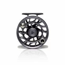 Hatch Outdoors Hatch Iconic Fly Reel // 5 Plus -LINES & LEADERS Store Iconic5PlusReel GreyBlack LargeArbor Back