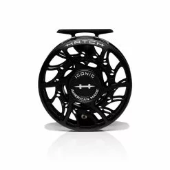 Hatch Outdoors Hatch Iconic Fly Reel // 7 Plus -LINES & LEADERS Store Iconic7PlusReel BlackSilver MidArbor Front