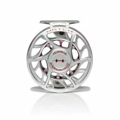 Hatch Outdoors Hatch Iconic Fly Reel // 7 Plus -LINES & LEADERS Store Iconic7PlusReel ClearRed LargeArbor Front