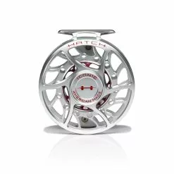 Hatch Outdoors Hatch Iconic Fly Reel // 7 Plus -LINES & LEADERS Store Iconic7PlusReel ClearRed MidArbor Front