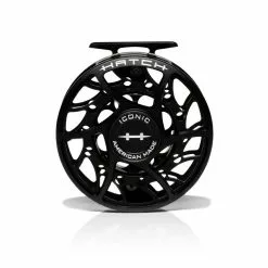 Hatch Outdoors Hatch Iconic Fly Reel // 9 Plus -LINES & LEADERS Store Iconic9PlusReel BlackSilver MidArbor Front