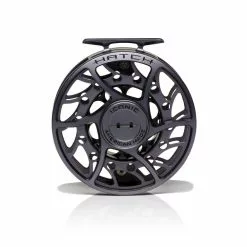 Hatch Outdoors Hatch Iconic Fly Reel // 9 Plus -LINES & LEADERS Store Iconic9PlusReel GreyBlack MidArbor Front