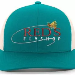 Shirtworks Red's Fly Shop Destination Travel Hats -LINES & LEADERS Store Reds Std 107C JagTealBeigeJag