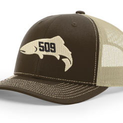 Shirtworks Red's 509 Fish Logo'd Trucker Hat -LINES & LEADERS Store SE 509 112 BrownKhaki