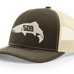 Shirtworks Red's 509 Fish Logo'd Trucker Hat -LINES & LEADERS Store SE 509 112 ChocochipBirch