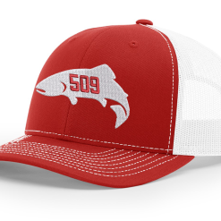 Shirtworks Red's 509 Fish Logo'd Trucker Hat -LINES & LEADERS Store SE 509 112 RedWhite