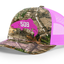 Shirtworks Red's 509 Fish Logo'd Trucker Hat -LINES & LEADERS Store SE 509 112P RTreeEgdeNeonPink