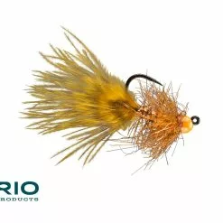Far Bank Enterprises RIO's Gold Jigger // Tungsten Jig Micro Streamer -LINES & LEADERS Store goldjiggerhotbrown