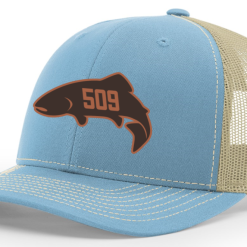 Shirtworks Red's 509 Fish Logo'd Trucker Hat -LINES & LEADERS Store thumbnail 112columbiakhaki