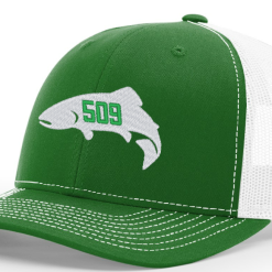 Shirtworks Red's 509 Fish Logo'd Trucker Hat -LINES & LEADERS Store thumbnail 112kellywhite