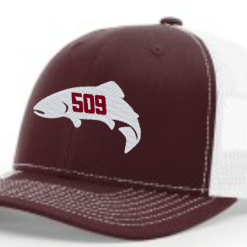 Shirtworks Red's 509 Fish Logo'd Trucker Hat -LINES & LEADERS Store thumbnail 112maroonwhite